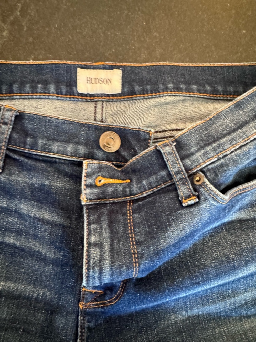 Hudson Jeans Krista Super Skinny Dark Indigo with Tan Stitching